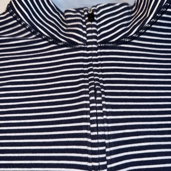Sz L J Crew Performance Pullover Mens Blue White Striped 1/4 Zip Active Golf - Picture 3 of 11